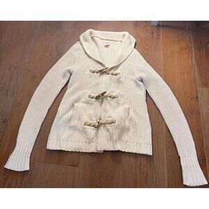 Ralph Lauren Cream 100%Cotton Knit Toggle Sweater Cozy Cottagecore S/P
